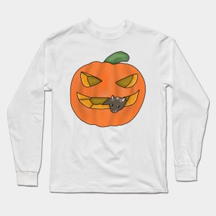 Cute brown gerbil in a pumpkin Long Sleeve T-Shirt